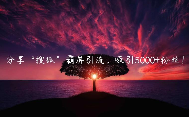 分享“搜狐”霸屏引流，吸引5000+粉丝！